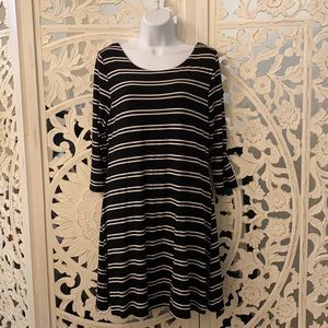 Striped A-line Knee Length Dress